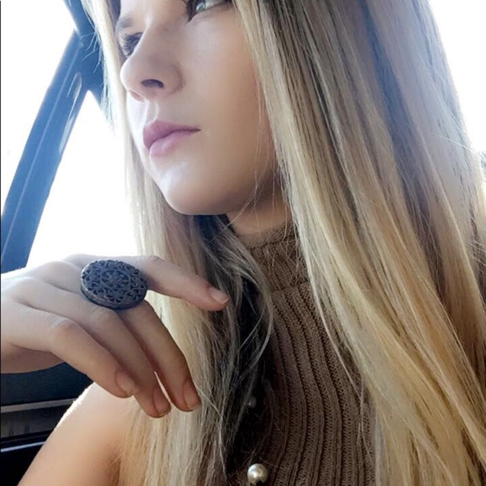 Tan turtle neck sweater dress